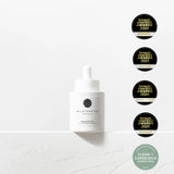 Skincare product with multiple awards on a white background