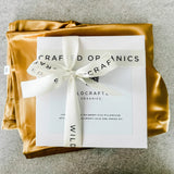 Luxurious 100% Mulberry Silk Pillowcase in wildcrafted organics packaging
