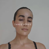 a woman showcasing how to use the product in 3 steps